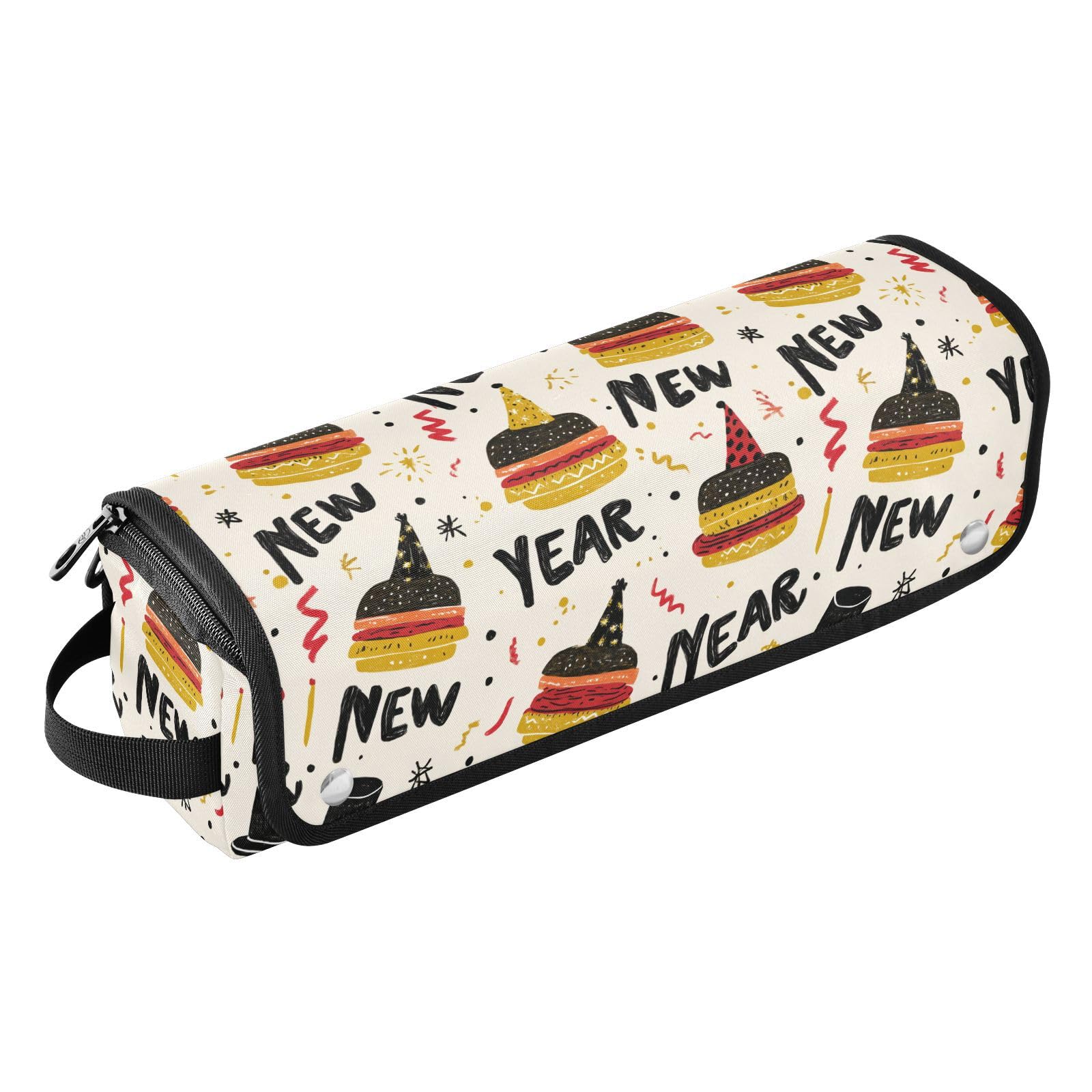 New Year Burger Beige Hair Tools Travel Bag for Hair Straighteners Curling Irons Hot Air Brushes Travel Essentials Portable Tool Organizer Gifts for Women Heat Resistant Mat Large Capacity Wide-Open-image-23