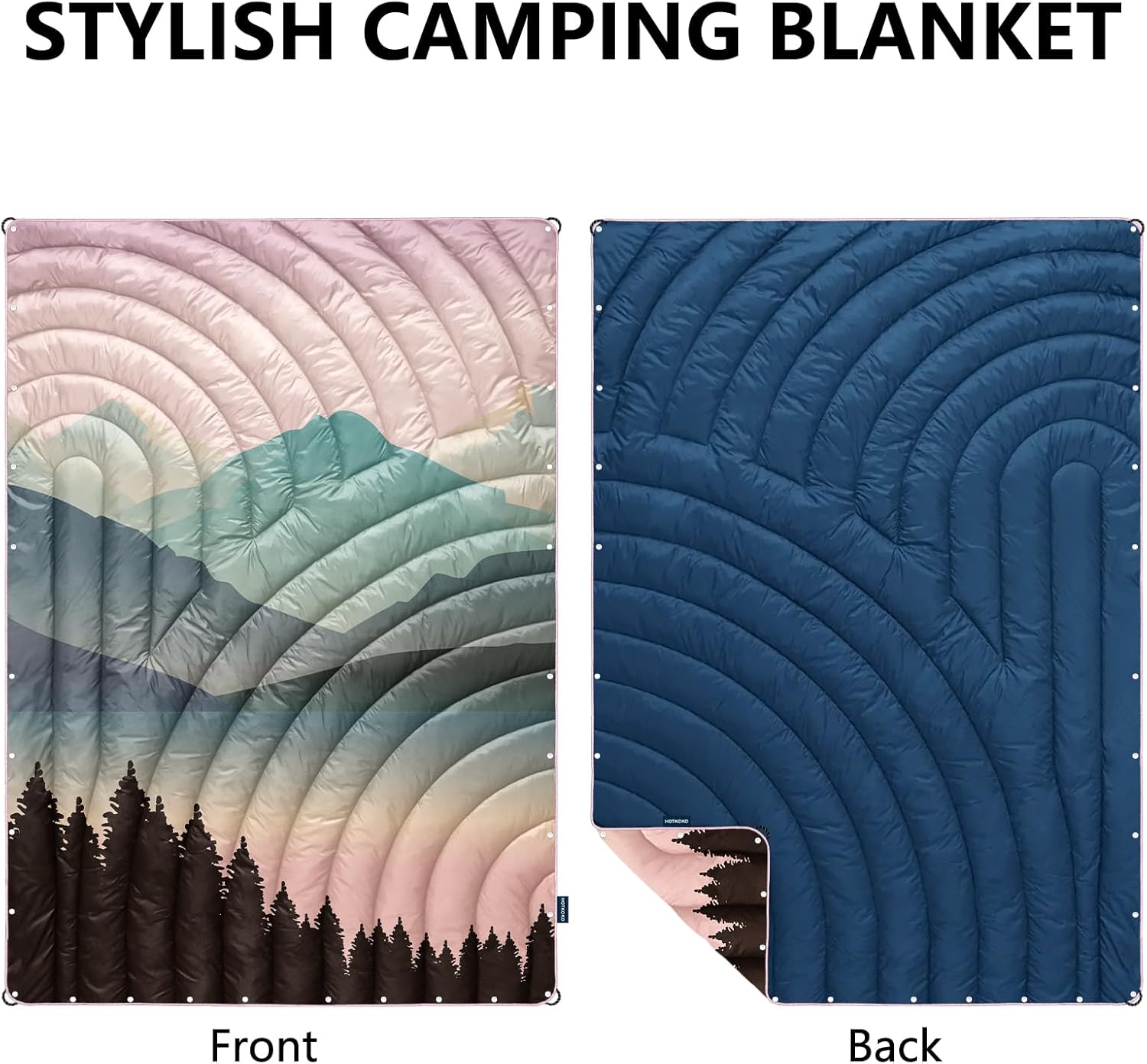 Camping Blanket,Puffy Printed Camping Blanket Lightweight Packable Outdoor Blanket for Camping,Traveling, Stadium, Hiking, Picnics