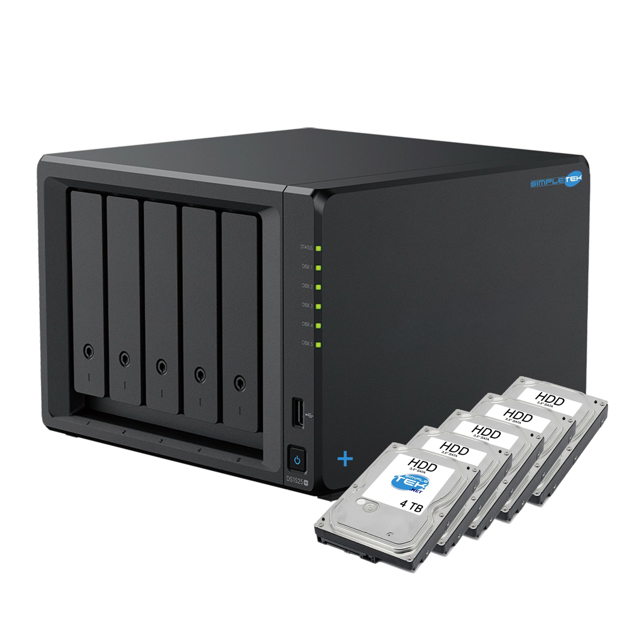 SIMPLETEK - Server NAS 5-Bay 5x4TB HDD Dual Core 8GB ECC (Ricondizionato)