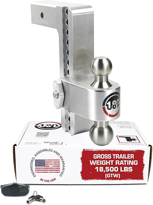 Weigh Safe Adjustable Trailer Hitch Ball Mount - 10" Adjustable Drop Hitch for 2.5" Receiver - Premium Heavy Duty Aluminum Trailer Tow Hitch w/ Stainless Steel Tow Balls (2" & 2 5/16") - 18,500 GTW