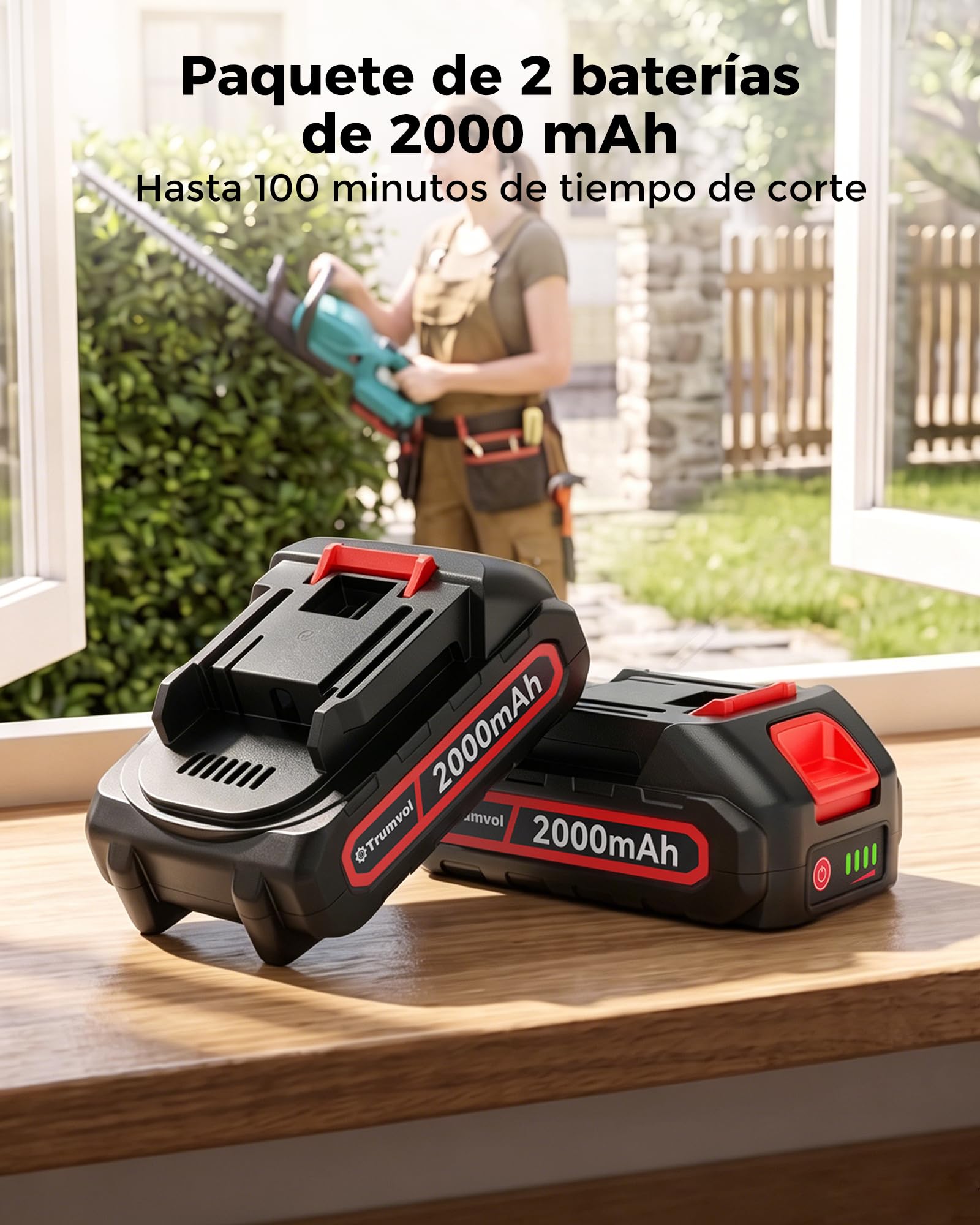 Akku-Heckenschere 1200W 58,8 cm bürstenlos180° kompatibel mit Maklta 21V Vatertag 2 x 2000mAh Akkus