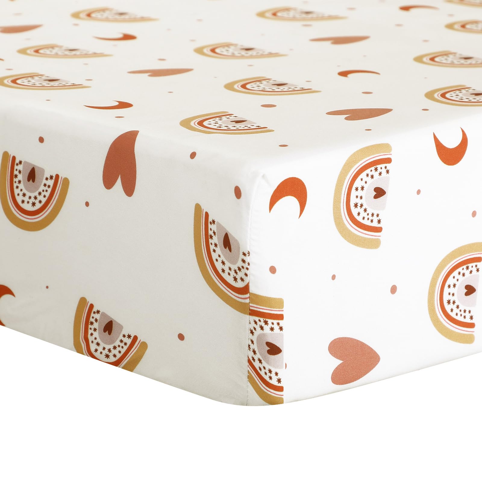 Ganeen Juego de ropa de cama de 3 piezas para cuna, estilo bohemio, arcoíris, tamaño estándar, juego de ropa de cama de bebé con edredón de bebé, sábana de cuna y falda para bebés niños y niñas, suave