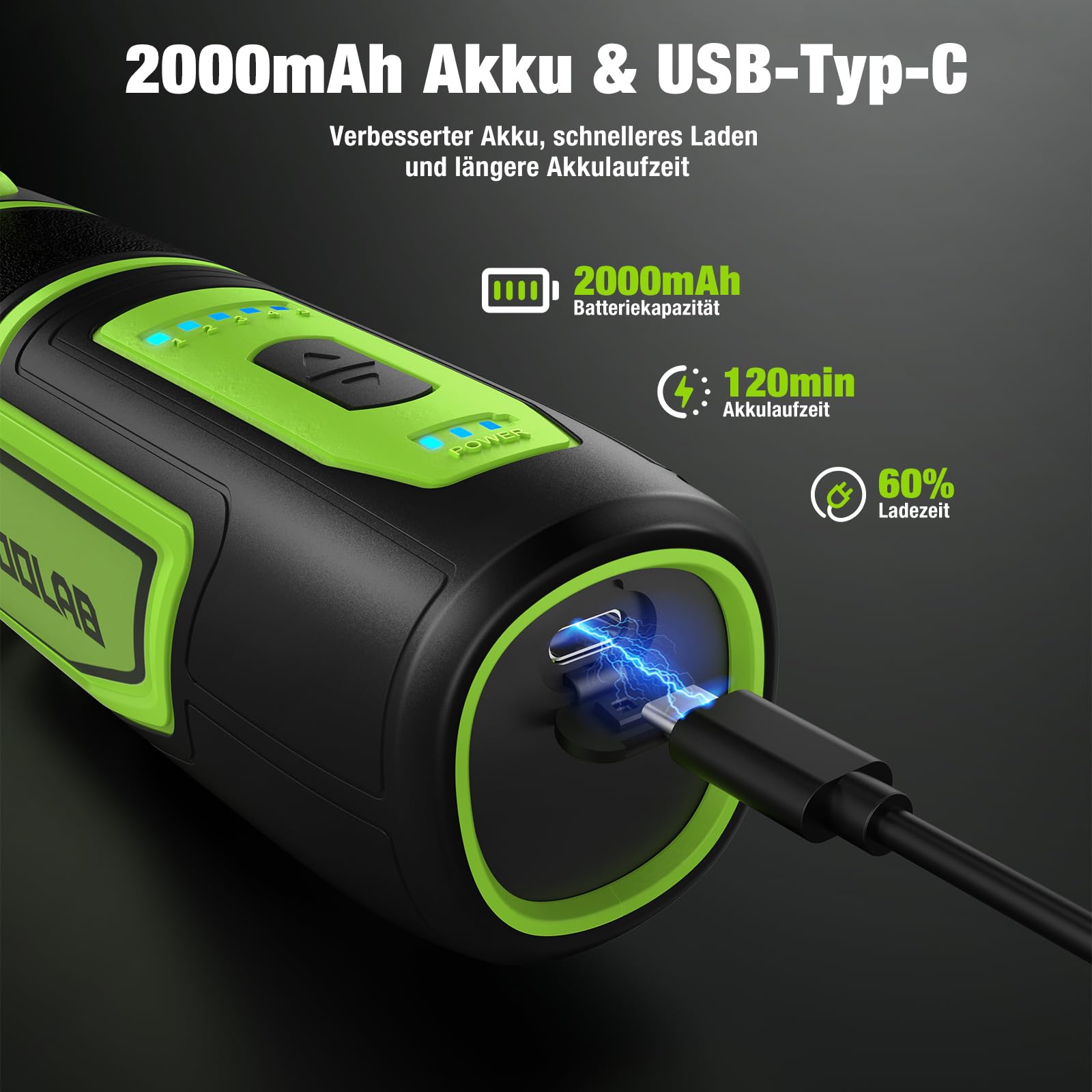 Multiherramienta de batería de 12 V 2.0 Ah (iones de litio), 140 unidades, juego de herramientas giratorias con 5 marchas, 5000 – 38000 rpm, tiempo de carga rápido, alta duración de la batería para