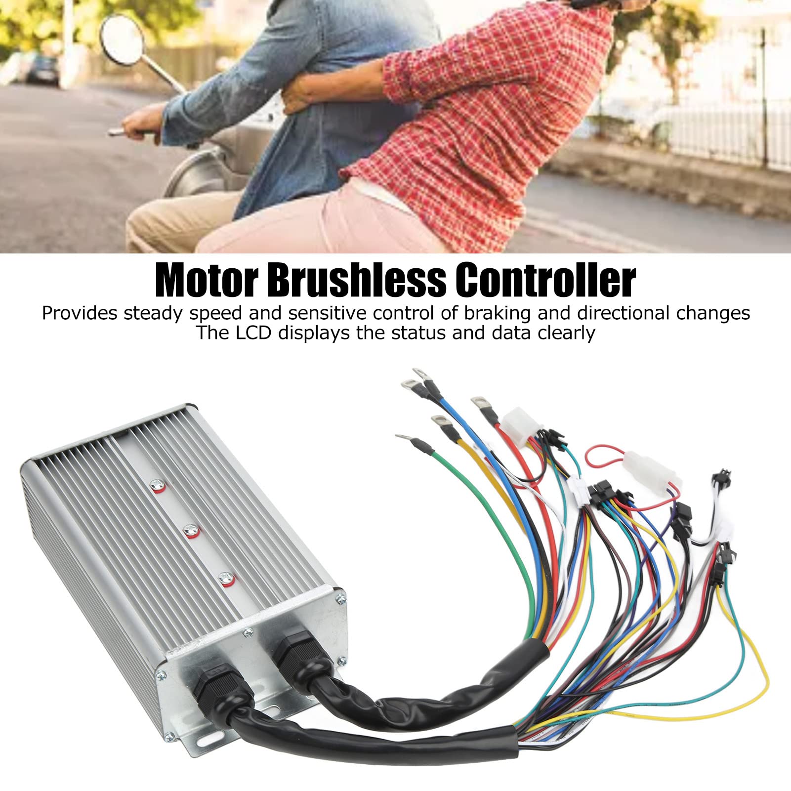 BuyWeek Kit de Contrôleur de Moteur sans Balais pour Vélo Électrique, 36V 48V 1500W Contrôleur de Moteur sans Balais avec Panneau d'Affichage LCD pour Scooter Électrique, Vélo Électrique