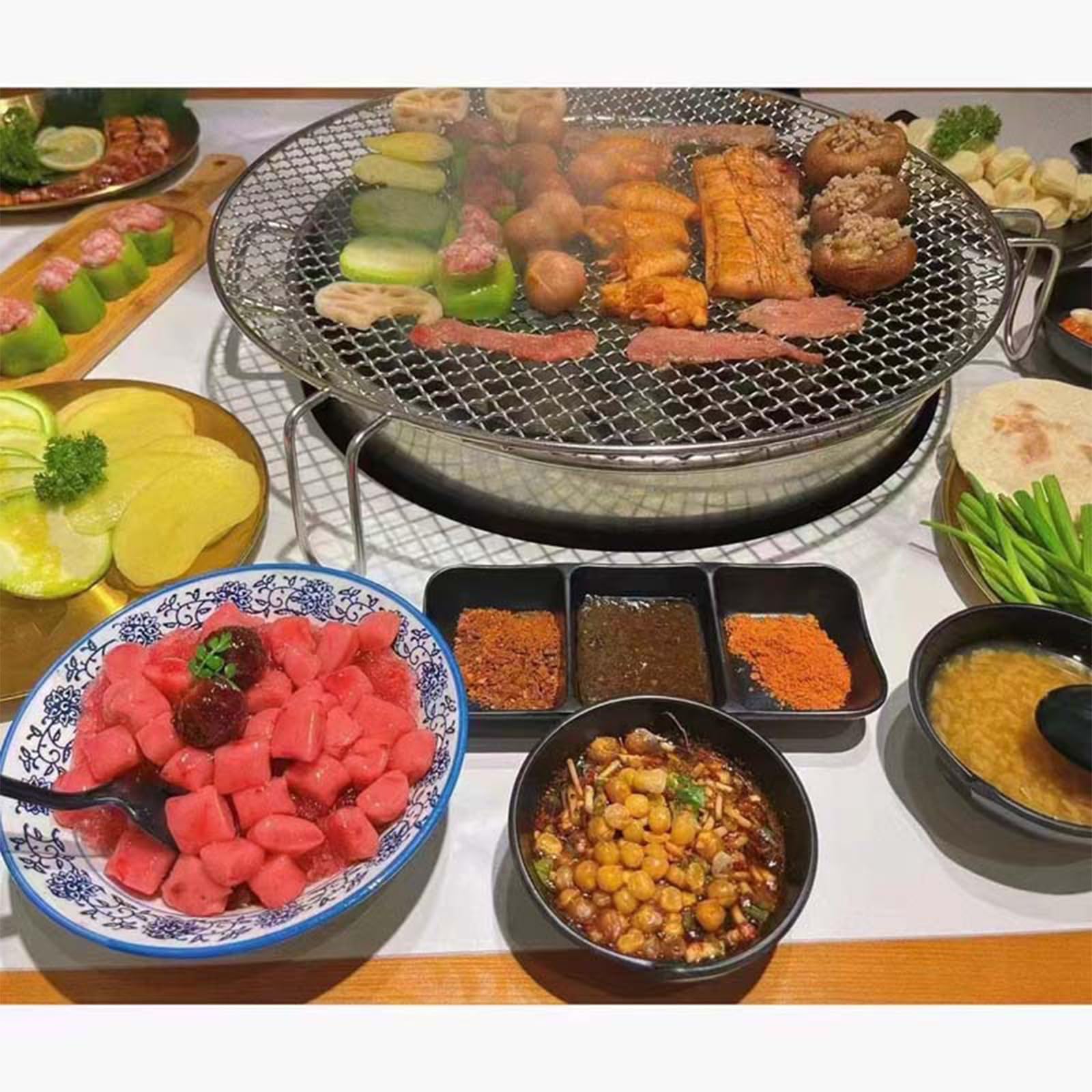 Grille de cuisson ronde en acier inoxydable avec pieds – Grille de barbecue robuste en 28 tailles, idéale pour le camping, le jardin et les barbecues d'extérieur, durable, facile d'entretien et avec