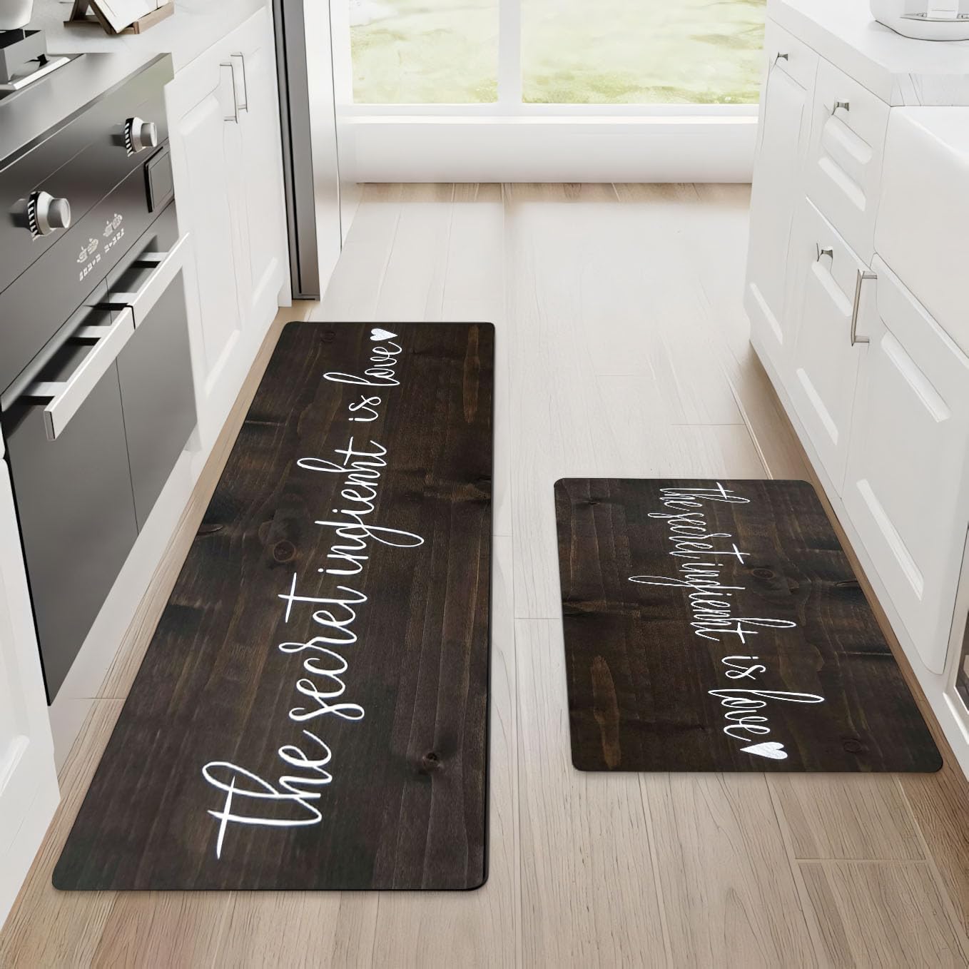 Farmhouse Kitchen Rug Sets of 2 Piece Non Slip Kitchen Rugs and Mats Washable Kitchen Mats for Kitchen Floor Mat Carpet Runner Rugs for Hallway Laundry Decor 17.7" x 59"+17.7" x 29.5"
