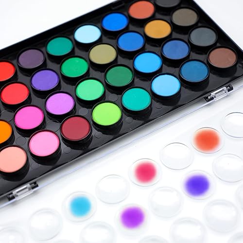 Miniatura 2 de Artecho Juego de pintura de acuarela de 36 colores con 3 pinceles, lavable, diseño de viaje, perfecto para hacer tarjetas, ilustraciones, pintura,