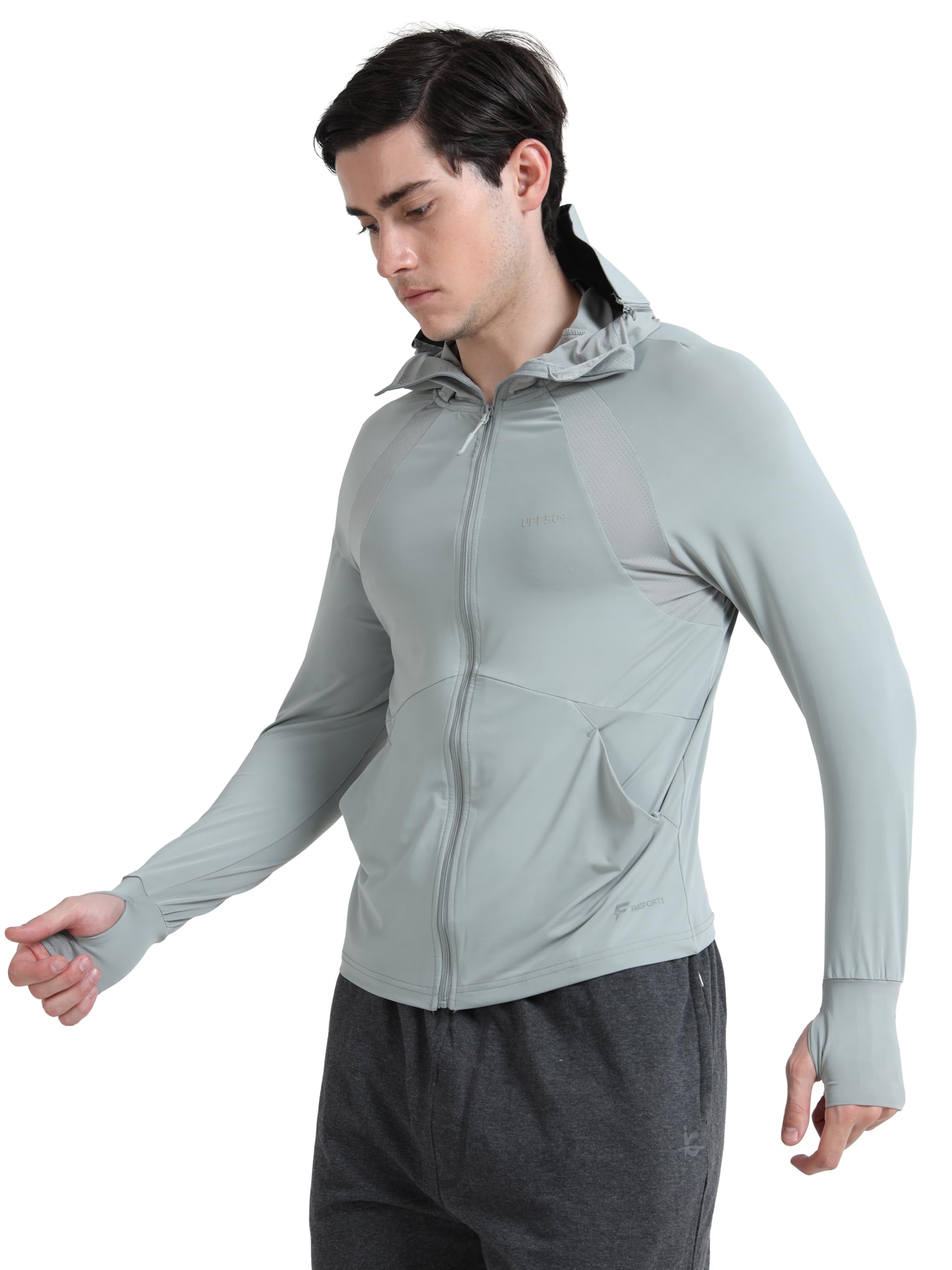 FABSPORTS Men's Nylon Standard Length UV Protection Sun Screen Jacket, Sun Protection Clothing, Lightweight with UPF 50+ for Outdoors, Green, Medium - Image 8 thumbnail