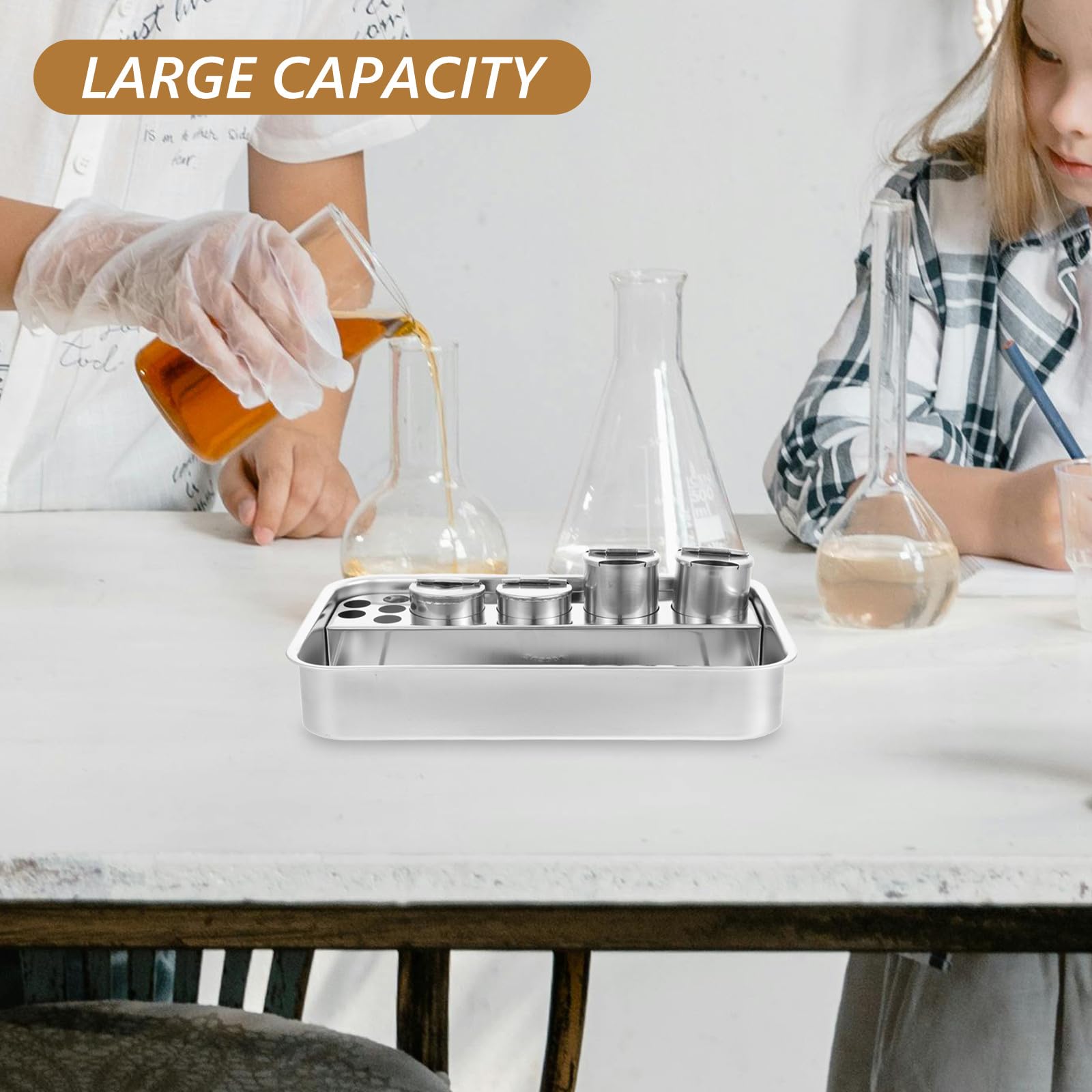 Veemoon Bandeja de Acero Inoxidable Rectangular para Cuidado Hogar y Clínicas, Capacidad Grande, Fácil de Limpiar y Multiuso para Instrumentos Médicos