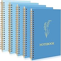 Vista 7 de Gueevin 5 Pack Spiral Notebook Aesthetic School Supplies A5 Wide Ruled 160 Pages/ 80 Sheets Cute Notebook for Work Students School Office Floral