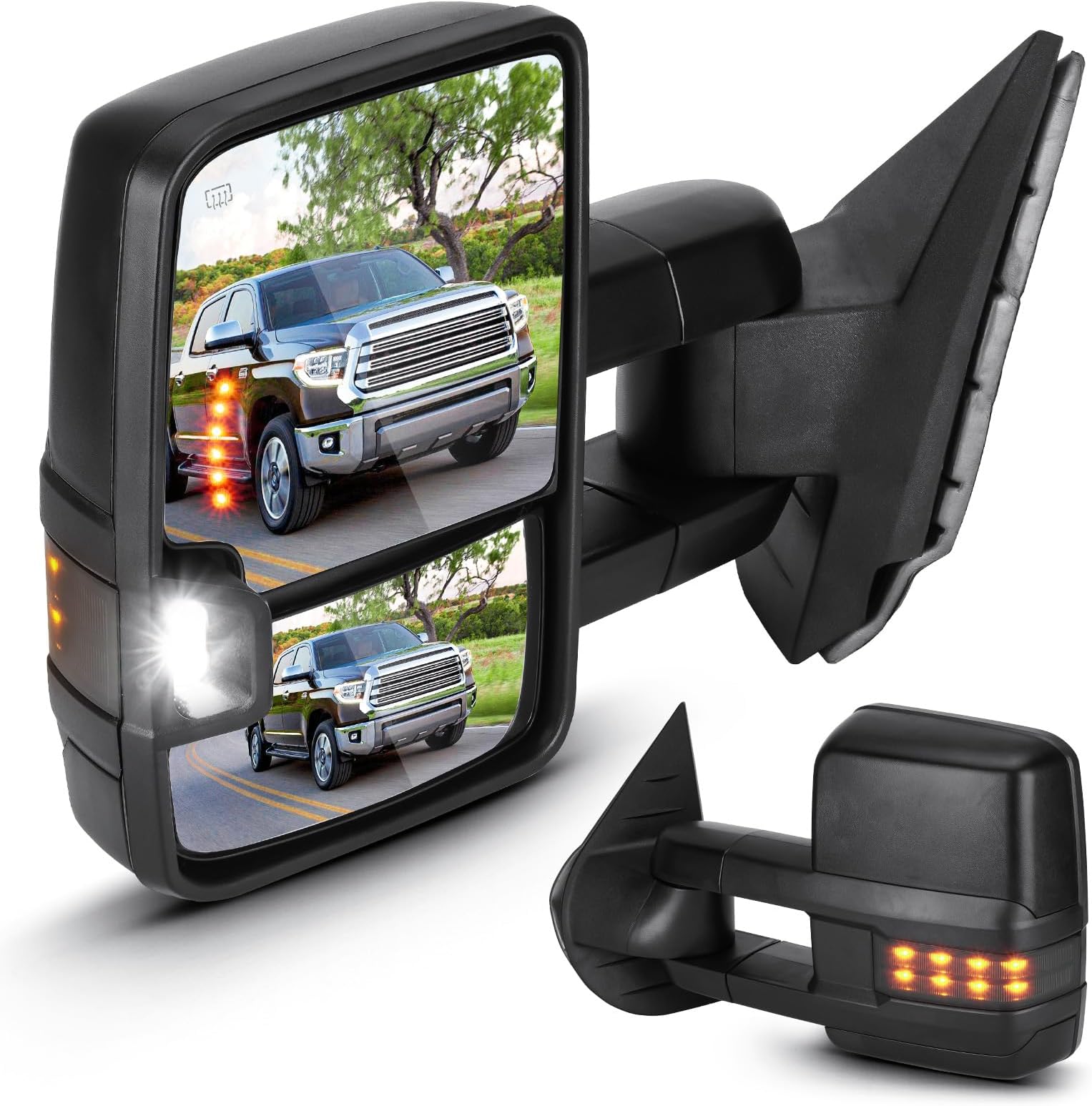 OCPTY Power Heated Towing Mirror Fit For Chevy Avalanche 2007-2013 For Silverado 1500 2007-2013 For Silverado 2500 HD 2007-2014 Power Turn Signal Light Black Housing Textured Driver &amp; Passenger Side