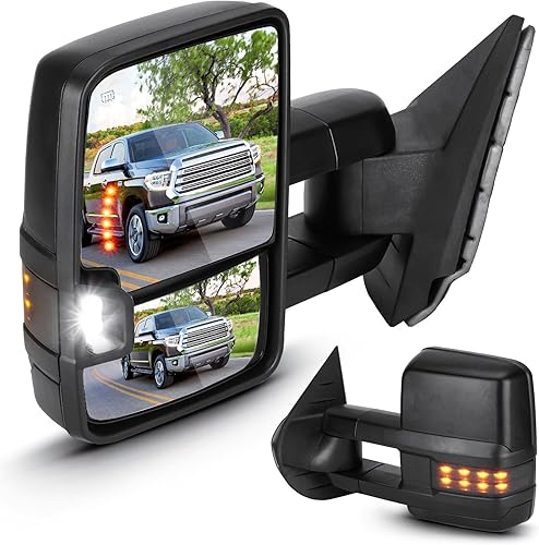 Miniatura 1 de Espejos de remolque para Chevy GMC 2007-2013 Avalanche Silverado 1500 Suburban, 07-2014 Sierra 2500 3500 HD Tahoe Yukon Power calentados con luz de