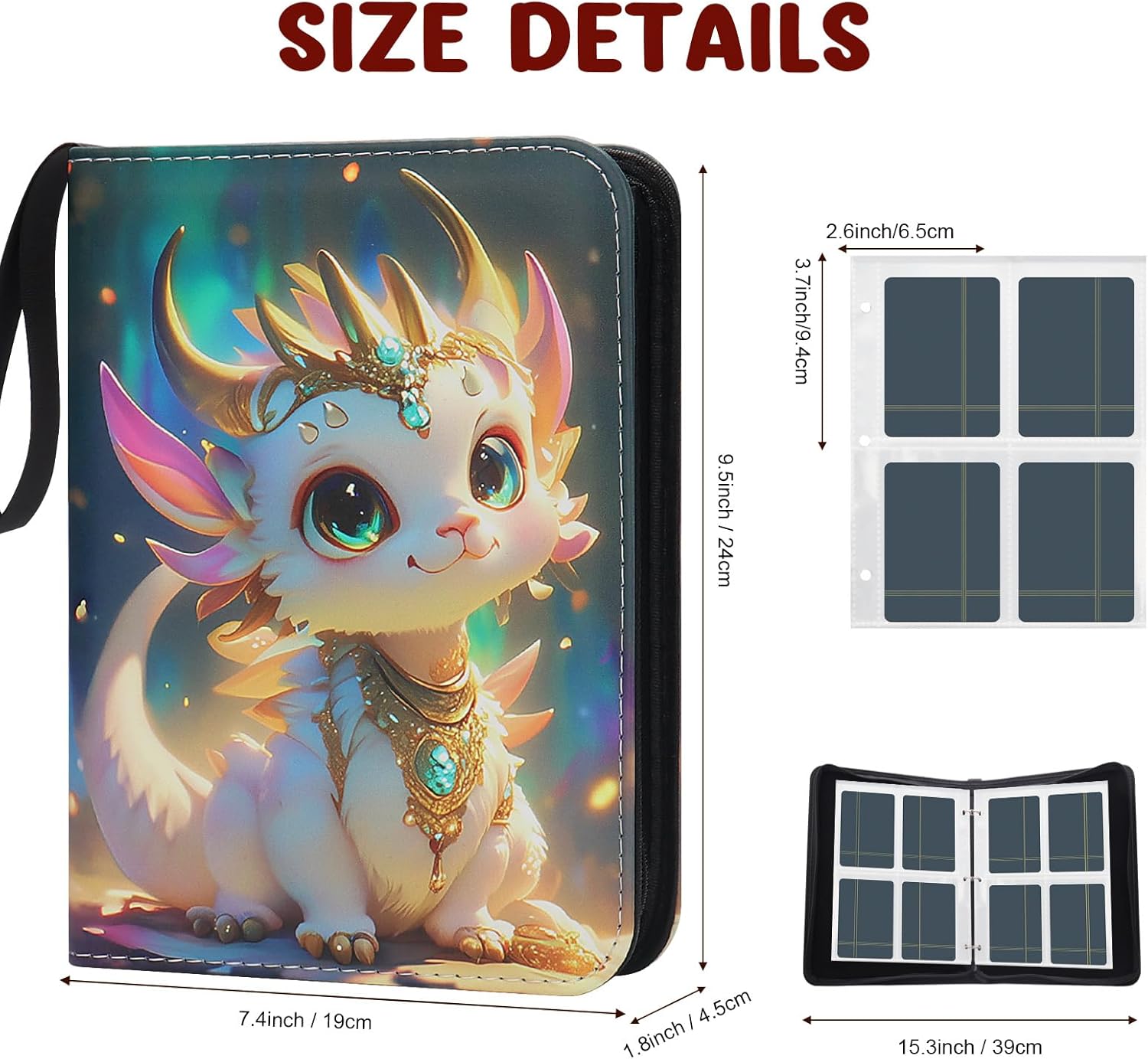 Card Binder 400 Pockets, Trading Card Binder 4-Pockets Portable Card Collection Binder with 50 Removable Sheets for Boys Girls Organized