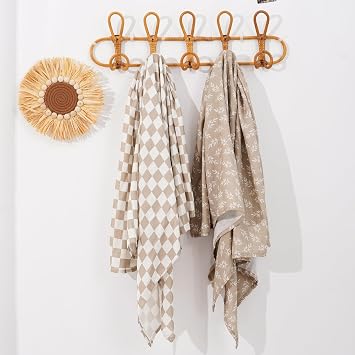 2 Pack Bamboo Terry Muslin Swaddle Blankets for Newborn