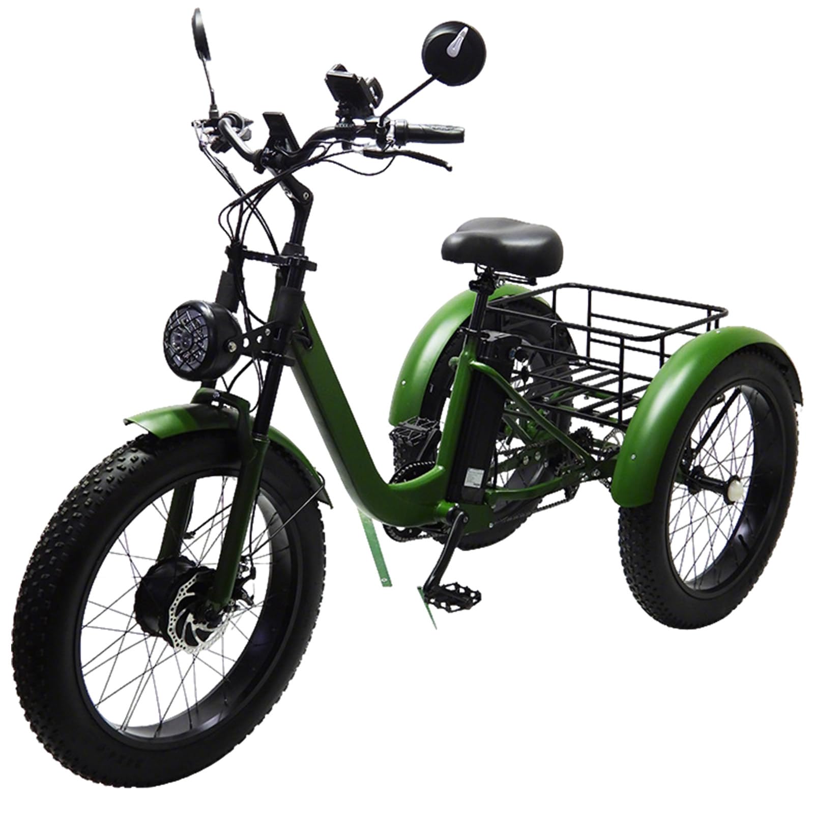 Elektryczny rower trójkołowy do ładunku: wytrzymały rower elektryczny dla dorosłych, 24-calowe opony fatbike, wspomaganie pedałowania, nośność 200 kg, duży kosz bagażowy dla dorosłych i osób