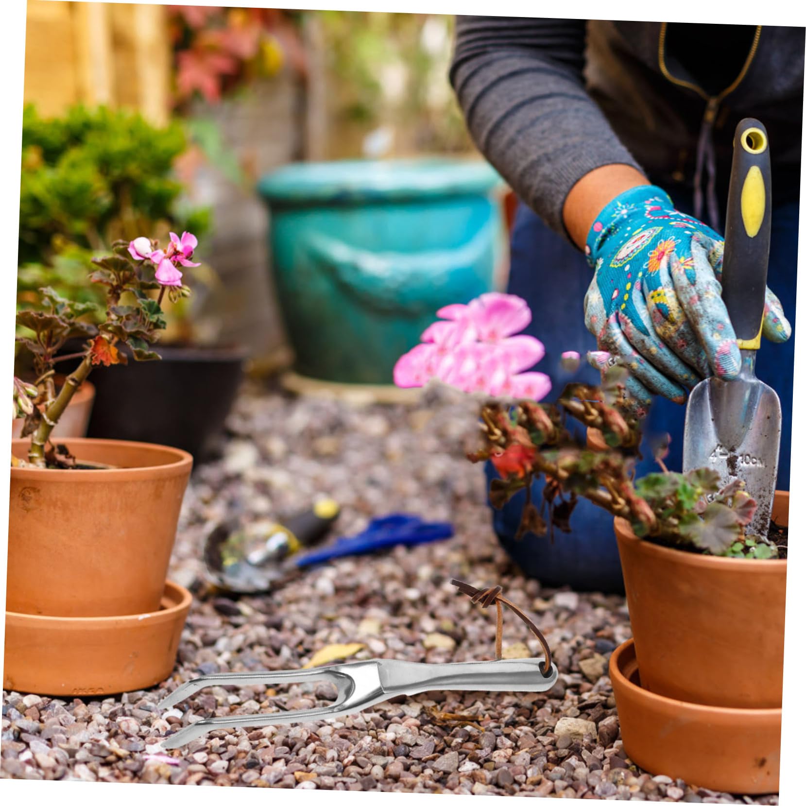 SHINEOFI Rastrillo Pequeño De 3 Piezas Rastrillo De Mano Rastrillo para Jardinería Recogedor De Setos Mini Herramienta para Desherbar Herramientas De Jardinería Rastrillo De Mango