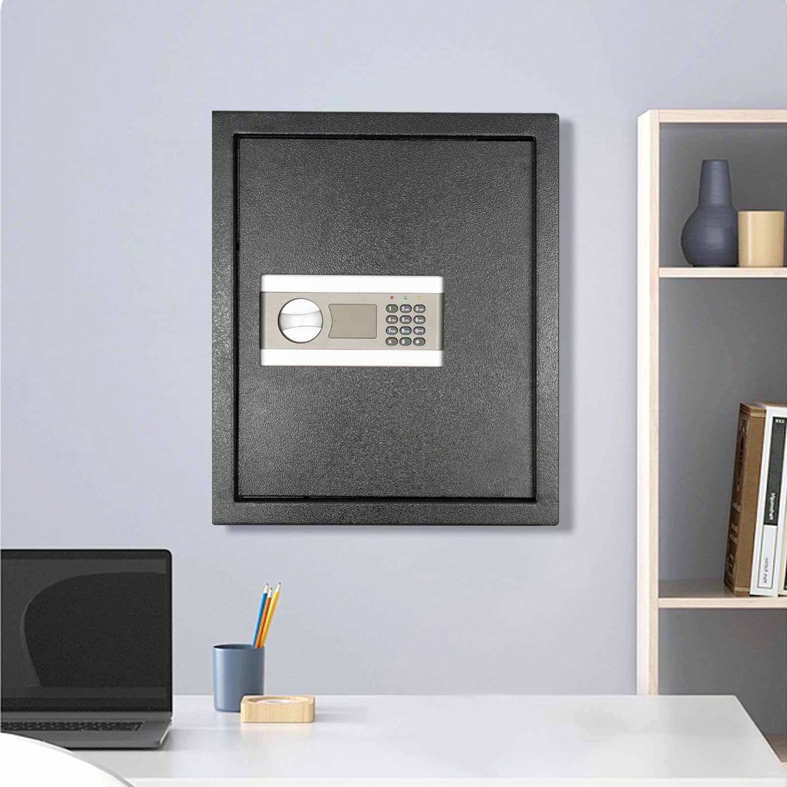 Coffre-fort mural 45 l - Résistant au feu - 38 x 31 x 45 cm - Grand coffre-fort numérique combiné - Avec 2 clés d'urgence, 45L Tresorschrank Haushalt