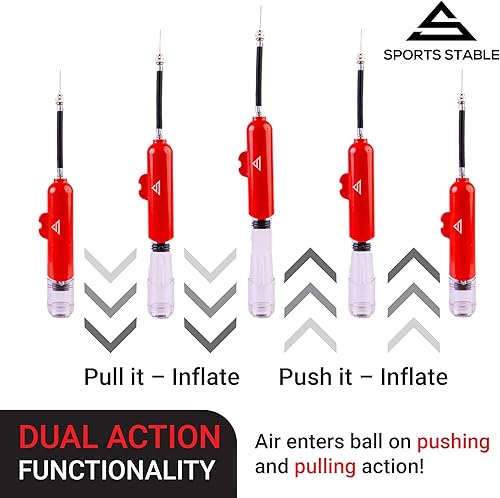 Miniatura 10 de Dual Action Ball Pump with 5 Spare Needles and Plastic Adaptor for Your Football, Basketball, Soccerball, Pilates Ball, Volleyball, Handball, etc.