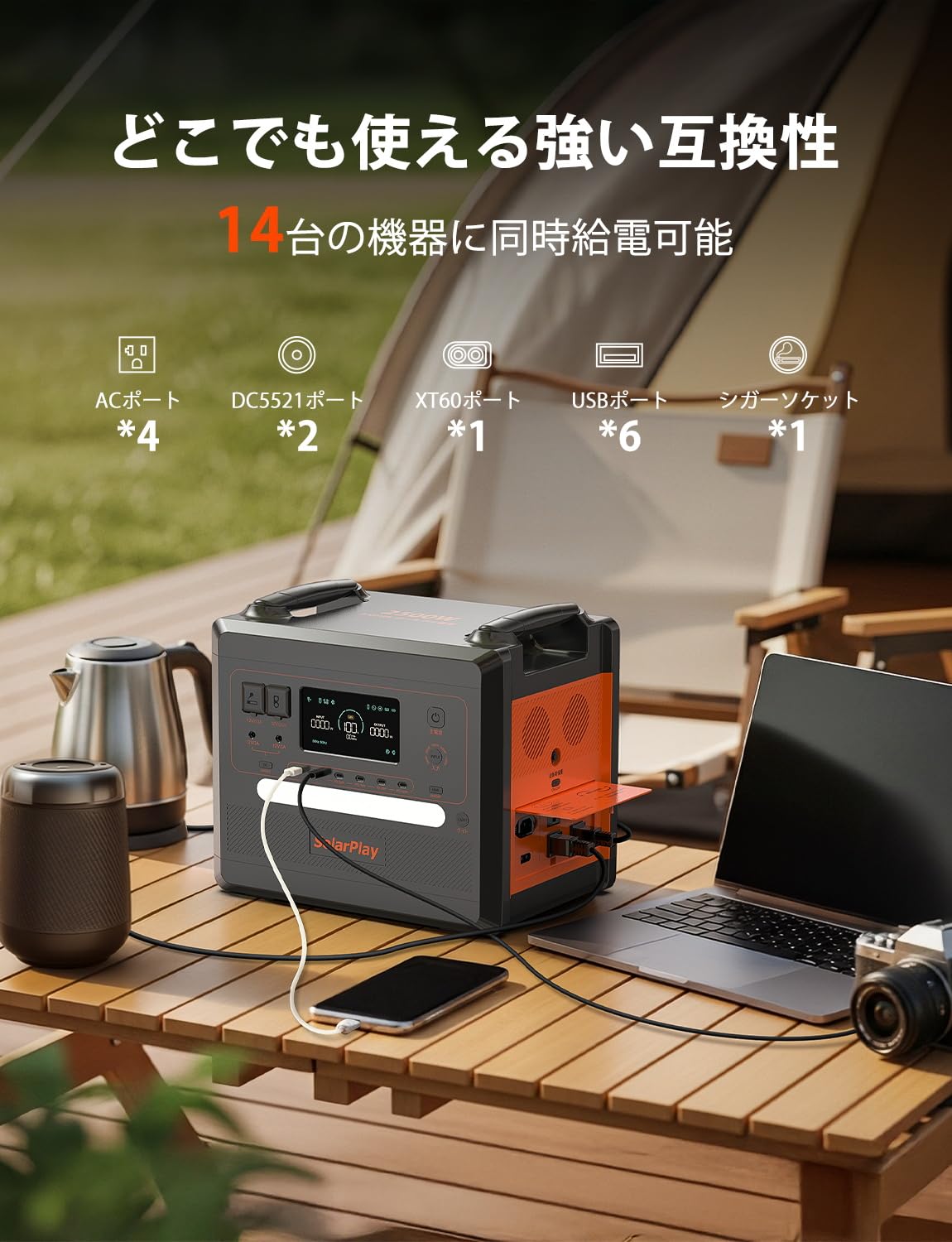 ヒ*ん様 ひ*る様 SolarPlay ポータブル電源 2300Wh 14ポート Amazon.co.jp: SolarPlay ポータブル電源 2500 大容量 2300Wh