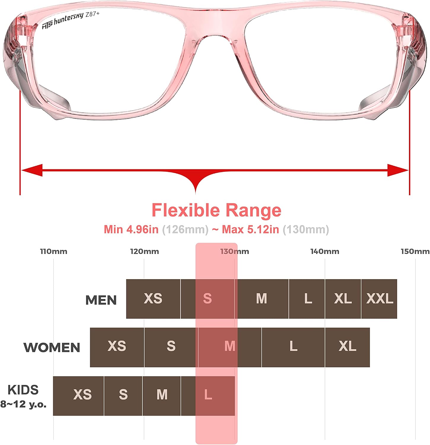 TR90NZZ Safety Glasses with Side Shield Small Size Women Men ANSI Z87 Anti Fog Scratch Resistant Lab Pickleball