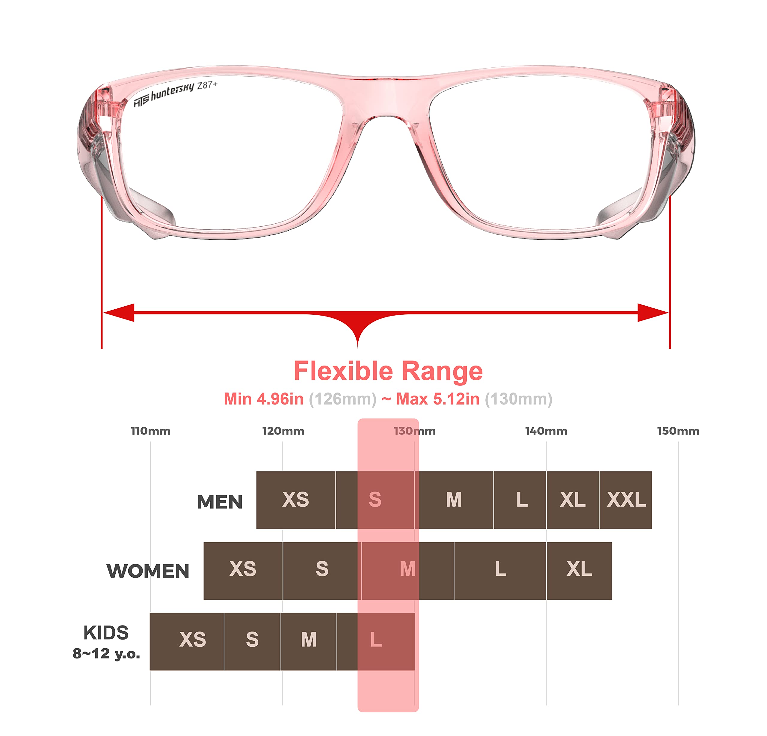 HTS HUNTERSKY P11 Anti Fog Safety Glasses with Side Shields Small Fit for Women Youth ANSI Z87 Scratch Resistant Lab Specs Eye Protection Squash Pickleball Indoor Sports - Image 4