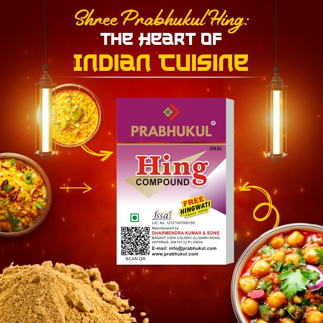 SHREE PRABHUKUL Premium Asafoetida, No Added Atta, Extra Strong & Aromatic, Ideal for Everyday Use in Curries & Vegetables 50g Potent Hing-solid/powder (Powder) - Image 3 thumbnail