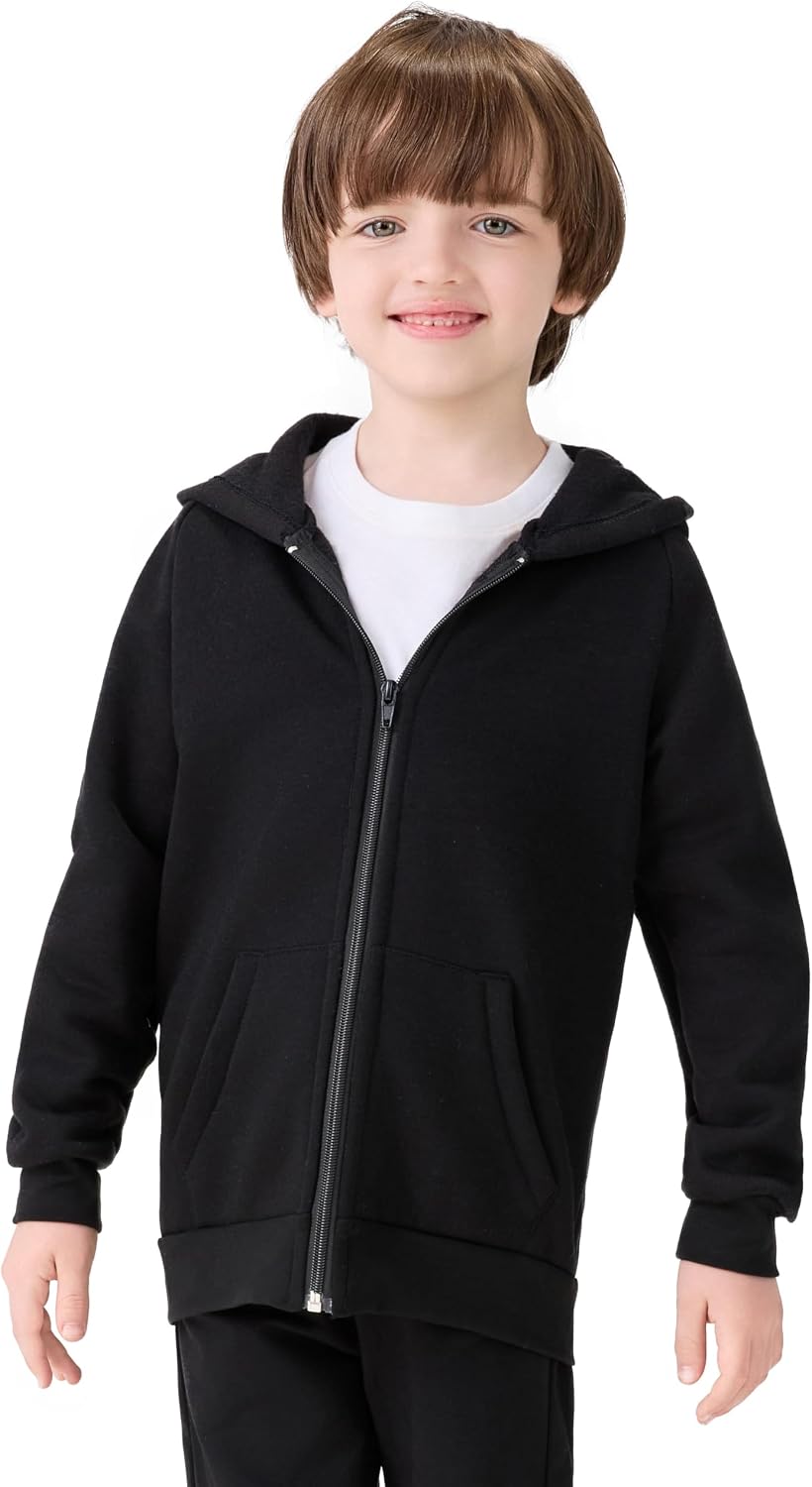 3-Pack Boys Full-Zip Fleece Hoodies,Soft Long Sleeve Hooded Jackets for Toddlers & Kids Fall & Winter Wear