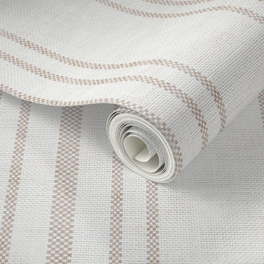 Peel & Stick Wallpaper 12ft x 2ft - Beige, Stripe, Neutral Stripes, Modern, French Country, Granny Chic, Beach House, Coastal Granny, Custom Removable Wallpaper by Spoonflower