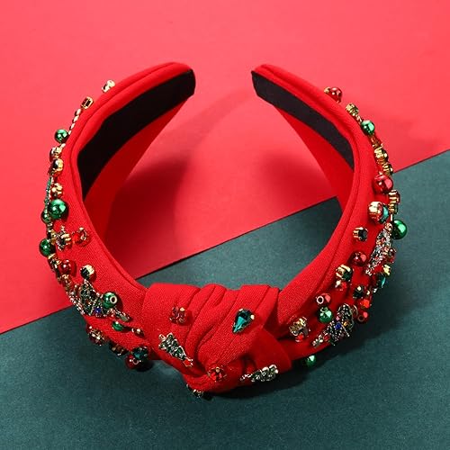 Vista 89 de Diadema de Navidad para mujer, accesorios de Navidad con cuentas, arco de Navidad, copo de nieve, diadema anudada HOHOHO, rojo y verde, perla