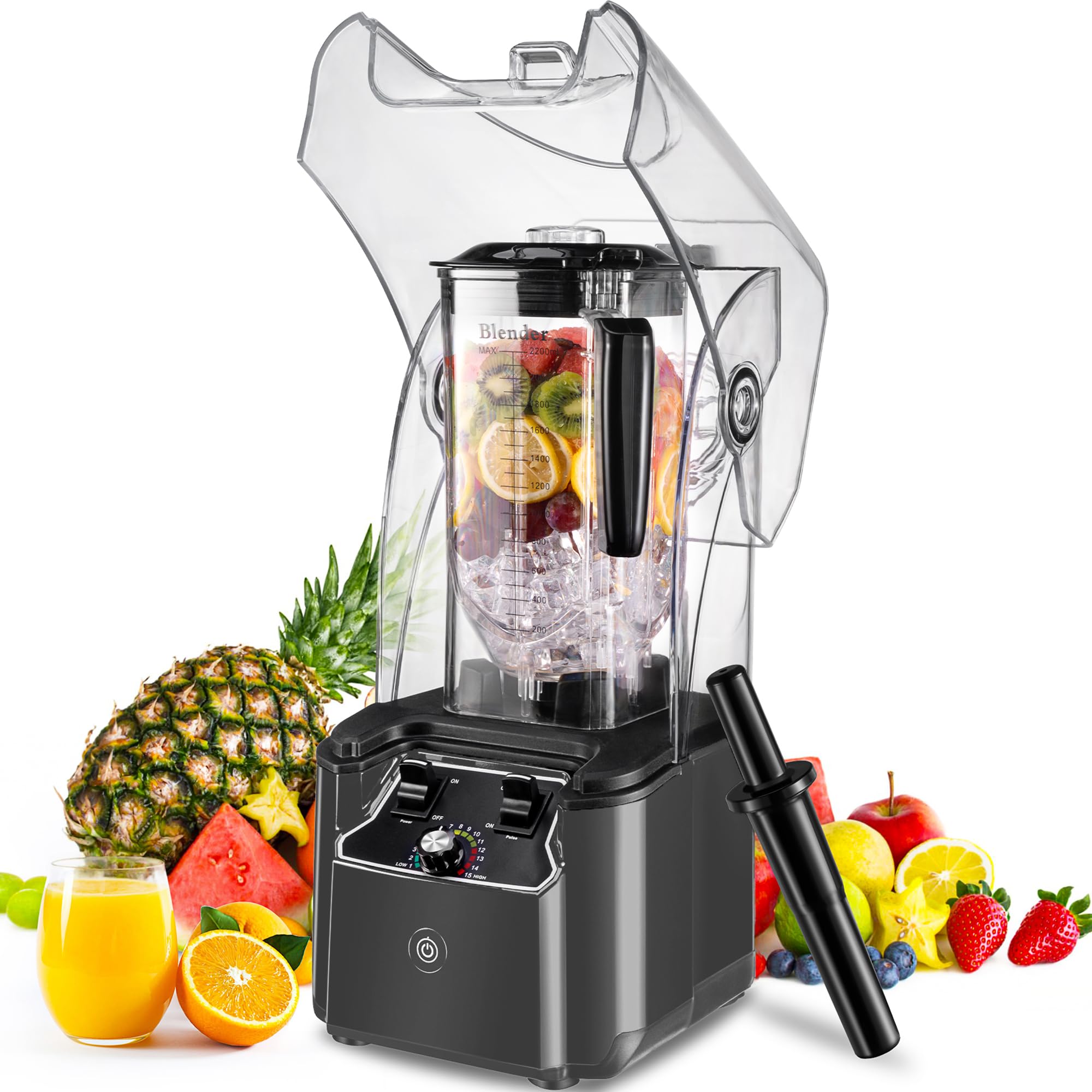 Amazon.com: Commercial Blender for Smoothies 2200W with Soundproof