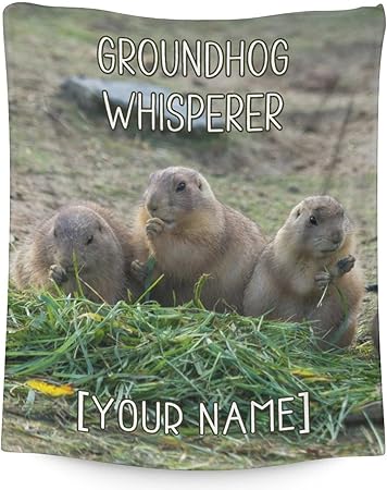 Custom Groundhog Throw Blanket - Soft, Fuzzy & Warm - 60x80 Inches Flannel Blankets for Bed, Couch - Colorful Cute Throws Gift for Adults