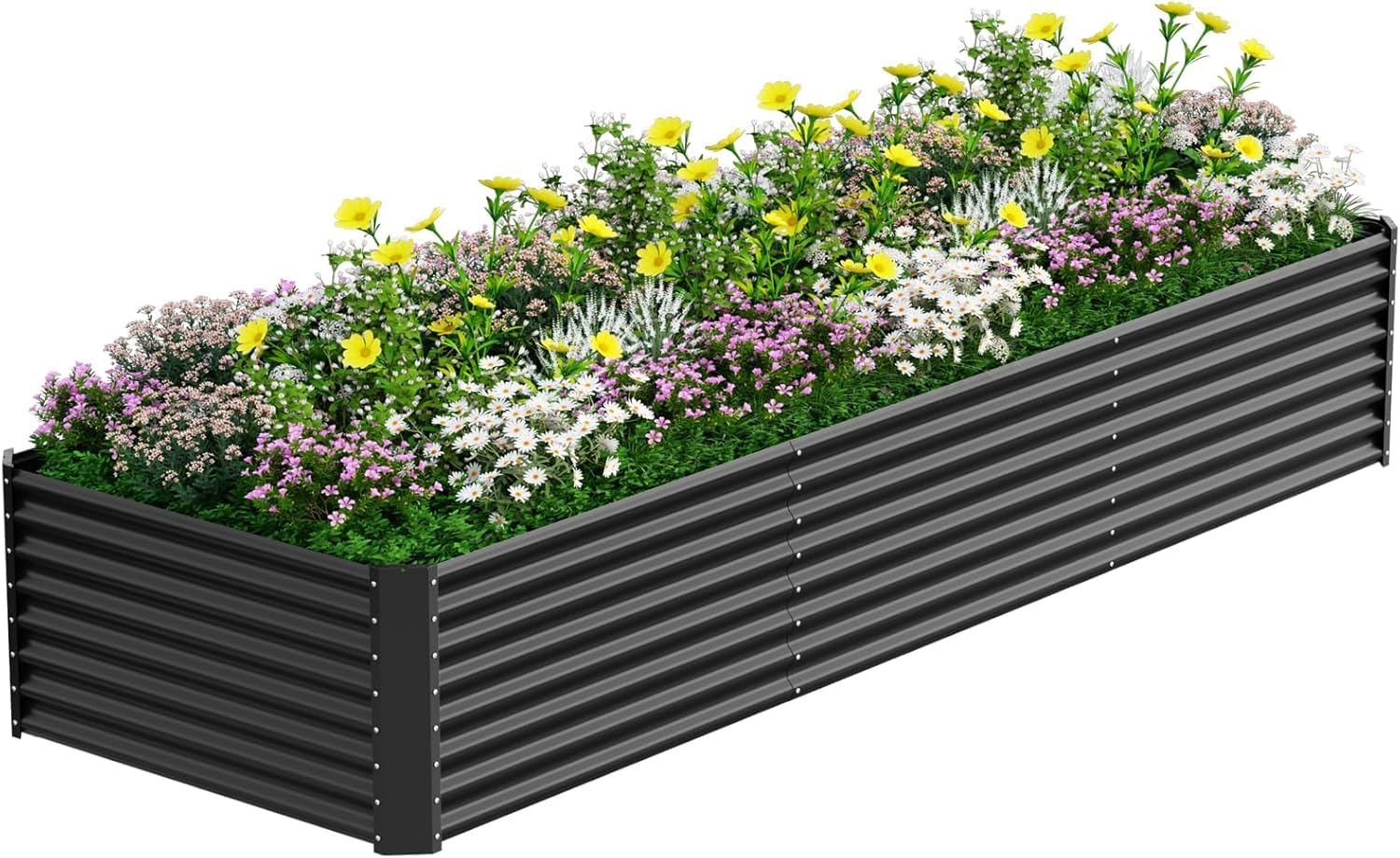 Hochbeet aus Metall,366 x 122 x 61 cm,rechteckiges Hochbeet aus Edelstahl zum Anbau von Gemüse Blumen und Obst,wetterfest
