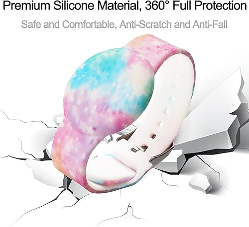 Miniatura 5 de Paquete de 2 pulseras impermeables AirTag para niños, pulsera impresa oculta para Apple AirTag, funda de silicona para AirTag y rastreador GPS para