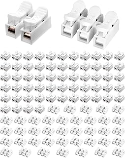 QWORK® 100 Pcs Spring Wire Connectors, CH2 CH3 Electrical Connector Blocks for Electrical Cables (60Pcs CH2 + 40Pcs CH3)