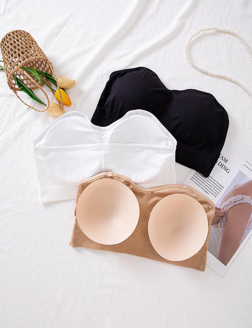 Strapless Bras for Women Push Up Supportive Bandeau Bra Seamless Non Slip Wireless Padded Tube Top - Image 5