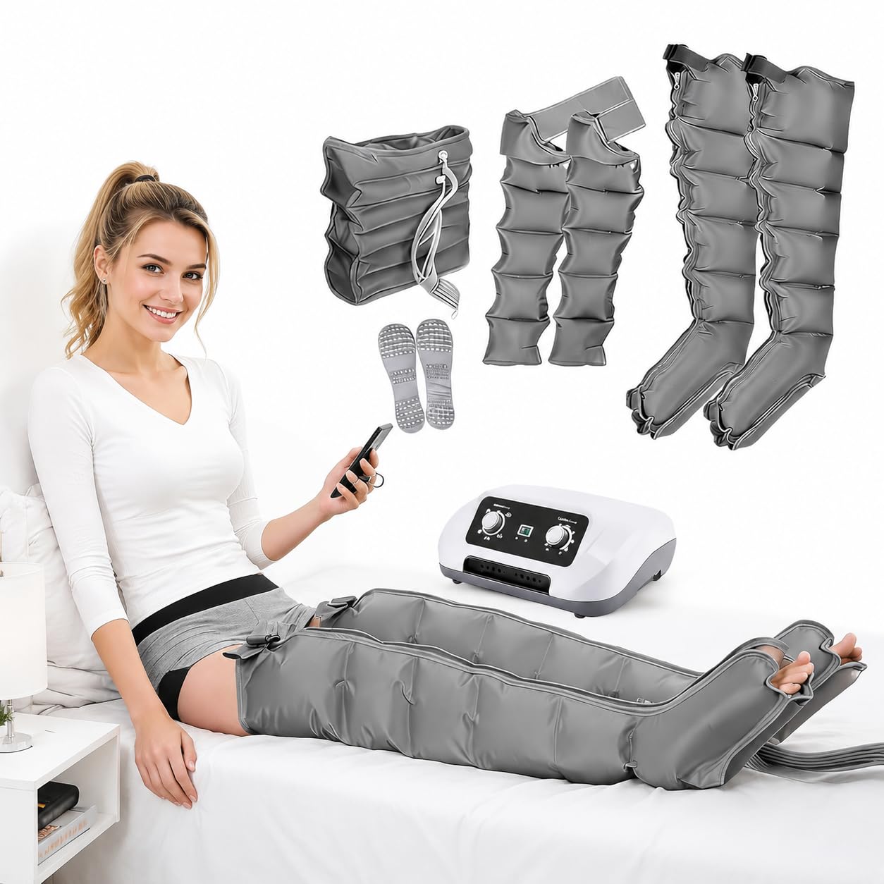 Lymphdrainage Gerät Beine Massagegerät, Einstellbarer Druck 0–240 mmHg