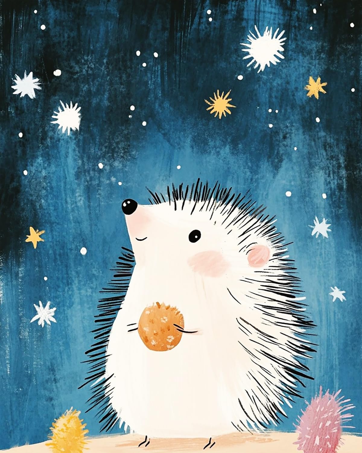 Liubaishi Multicolour Paint By Numbers For Adults, Starry Night Hedgehog, 40X50 Cm Acrylic Canvas Painting Kit