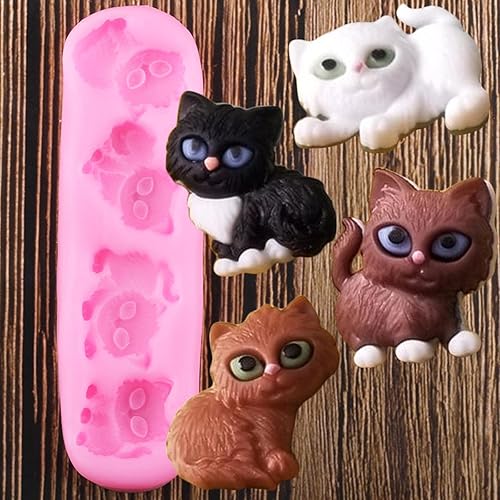 Moldes de jabón, moldes de silicona para gatos, 3.8 x 1.1 in, herramientas de decoración de pasteles, molde de fondant, moldes de caramelo de