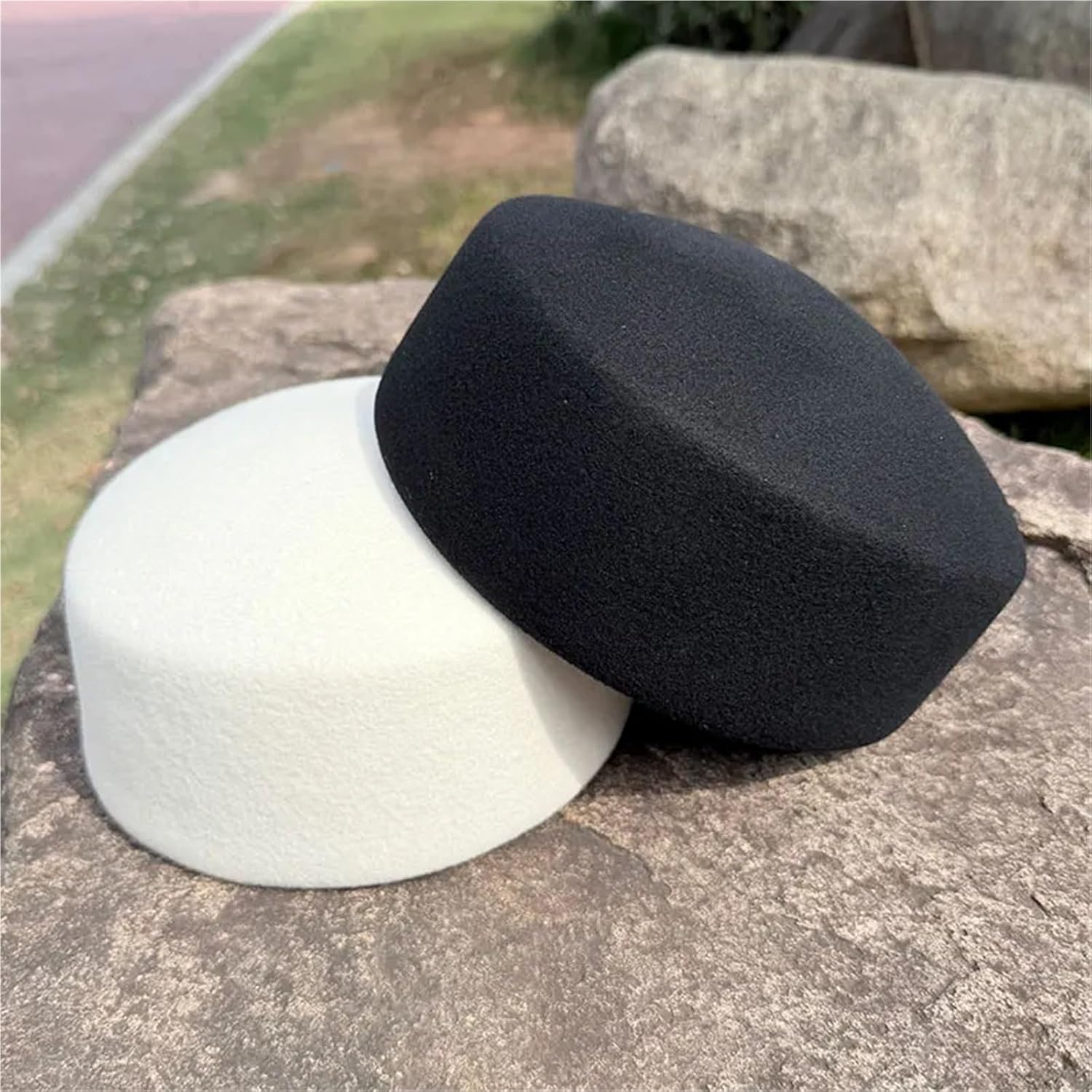 Women Wool Beret 100% Wool Pillbox Hat Women Flat-Top Fedoras Vintage Lady Hardtop Painter Cap