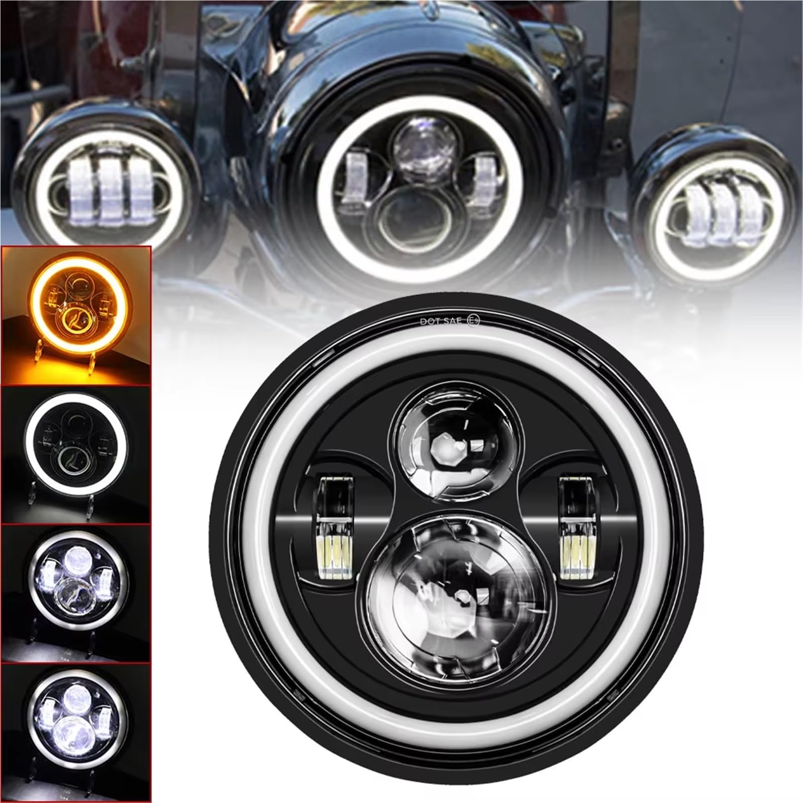 MESKEL Feux Avant Moto pour Suzuki pour Samurai pour Bandit 600 pour Softail pour Touring Phare De Moto LED H4 7 Pouces