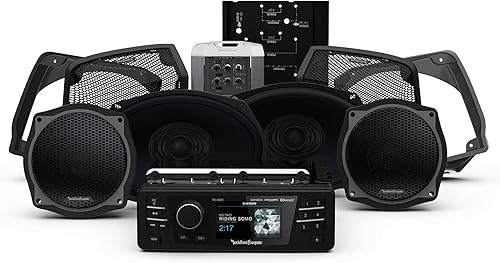 Rockford Fosgate HD9813SG-STAGE3 Receptor de medios digitales, cuatro altavoces y kit de amplificador para Harley-Davidson Street Glide 1998-2013