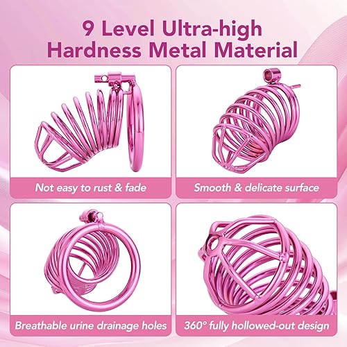 Miniatura 2 de UTIMI - Dispositivo de castidad de jaula para pene masculino, dispositivo de jaula de castidad de hierro con 4 anillos de tamaños activos, juguete