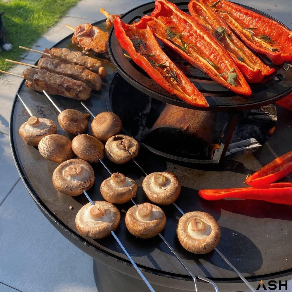 Plancha - BBQ - Grille - Bracière - Acier Corten - ASH Phoenix - Couleur rouille - Plaque pour barbecue - Plancha pour extérieur - Anneau pour gril 60Ø x 115 cm - Extra Large - Cheminée de jardin