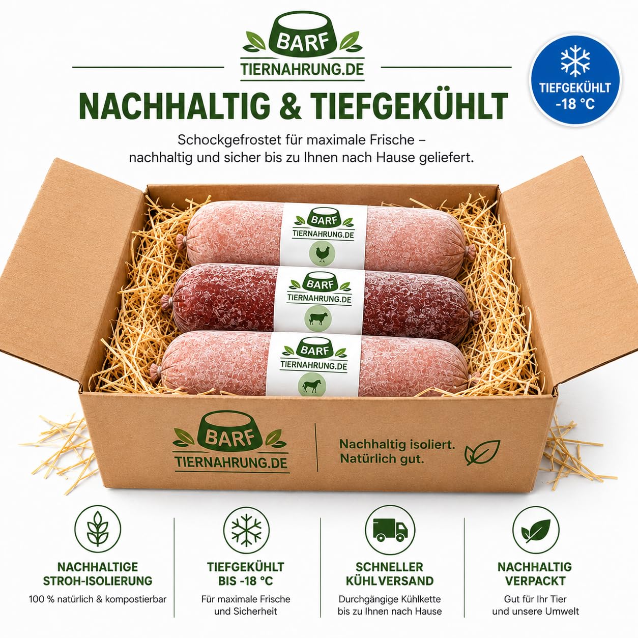 Barf Hühnerfleisch für Hunde, 16 kg (16 x 1000 g) – gewolftes Frostfleisch aus Huhn/Geflügel – Tiefkühl-Hundefutter ohne Zusatzstoffe – natürliches Barf Rohfutter