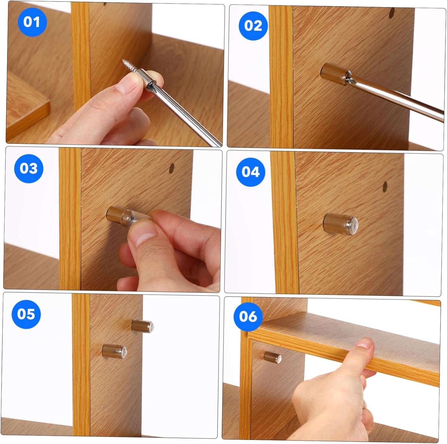 120pcs Self Tapping Screw Pins for Shelves Cabinet Shelf Pegs Easy Install Strong Support for Kitchen