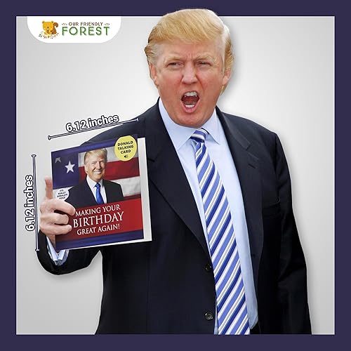 Miniatura 5 de OUR FRIENDLY FOREST Tarjeta de cumpleaños de Talking Trump con voz auténtica, felicitación de cumpleaños con tema presidencial para hombres y