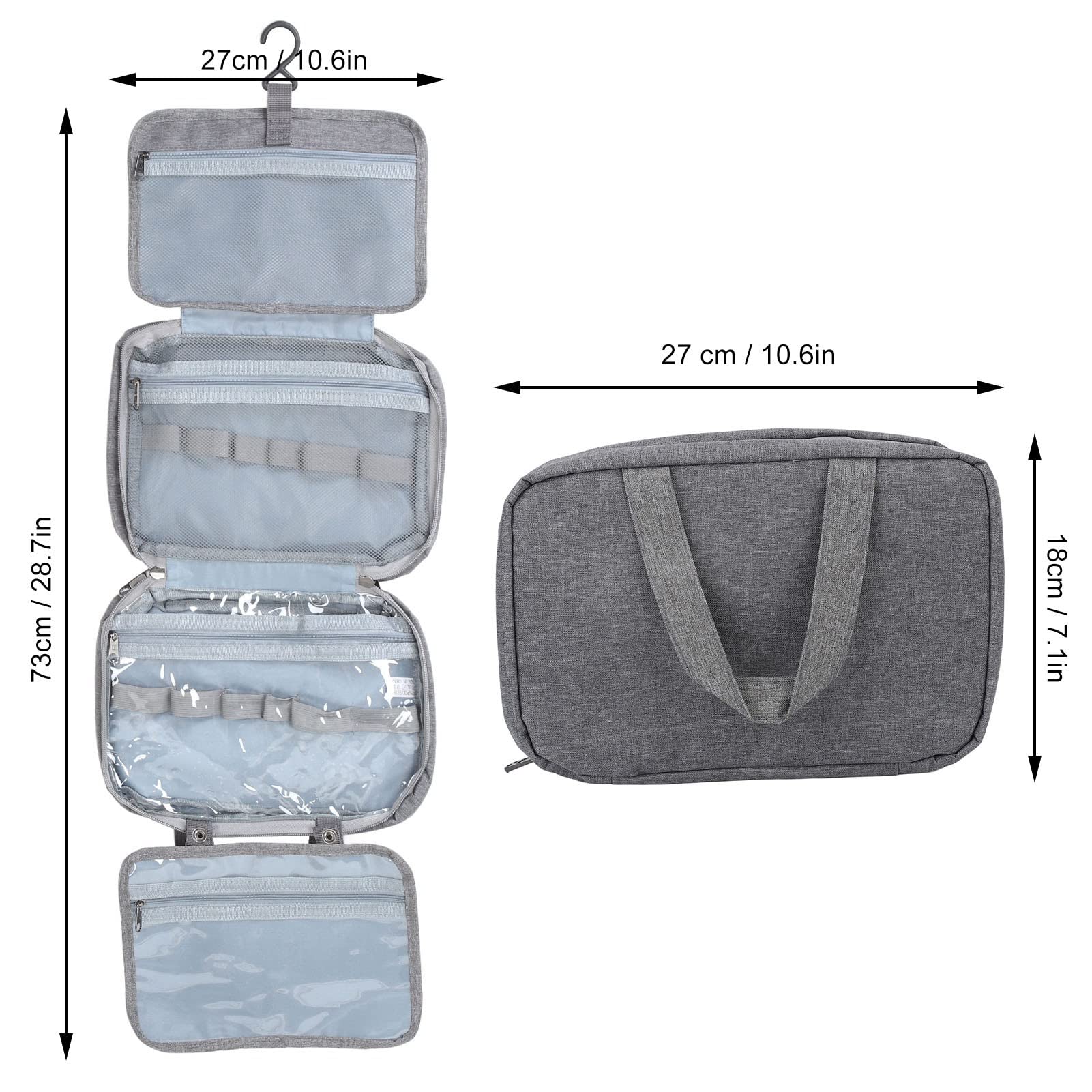 Borsa toilette sospesa di grande capacità 4 scomparti Borsa per cosmetici pieghevole idrorepellente Borsa per trucchi viaggio per viaggi d'affari Campeggio Poliestere