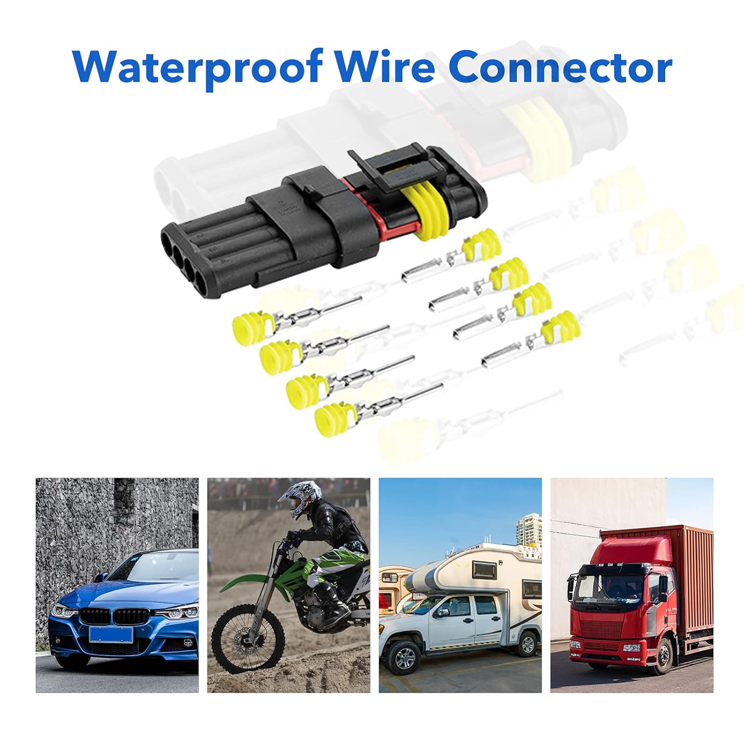 Waterproof Wire Connectors Kit 362Pcs, Male and Female, for