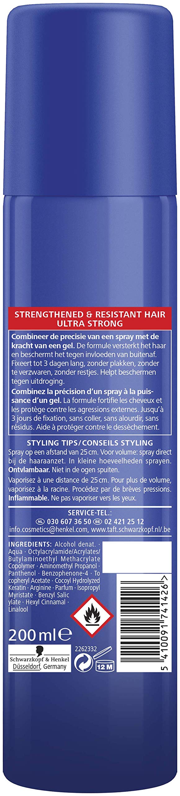 Schwarzkopf Taft Ultra Gellac Ultra Strong Gel 200 ml, 6 sztuk