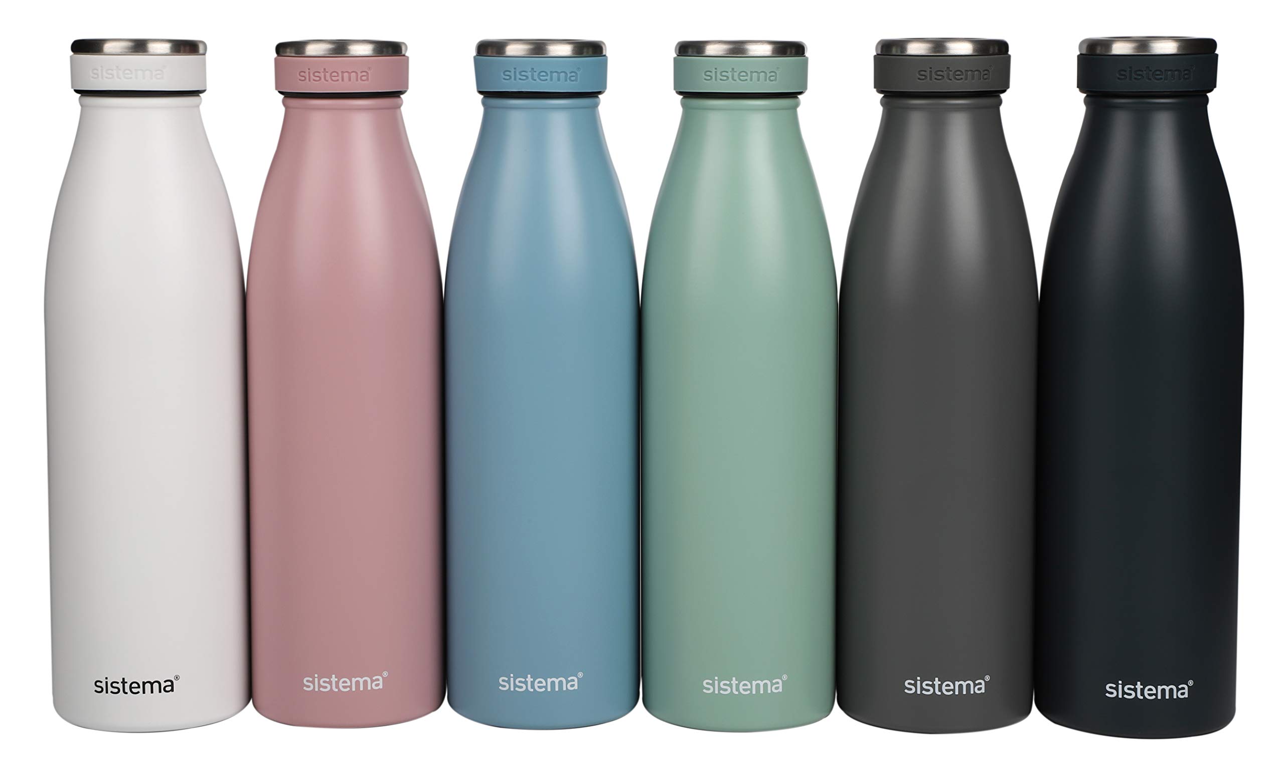 Water Bottles & Hydration Sistema Hydrate Stainless Steel 500ml Double Walled Hot Cold Drink Water Bottles & Hydration Sistema Hydrate Stainless Steel 500ml Double Walled Hot Cold Drink
